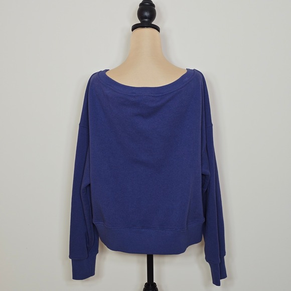 Spiritual Gangster Pullover Sweatshirt Blue Boat Neck Long Sleeve Women's Large - Picture 2 of 6